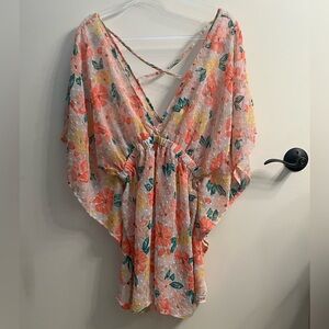 Floral V-Neck Kimono coverup